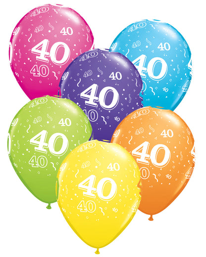 40th Birthday Balloons Pk6 - PartyFeverLtd