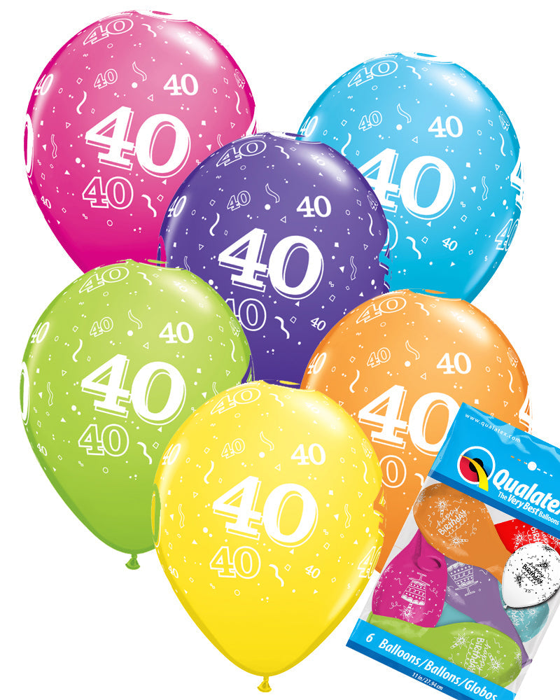 40th Birthday Balloons Pk6 - PartyFeverLtd