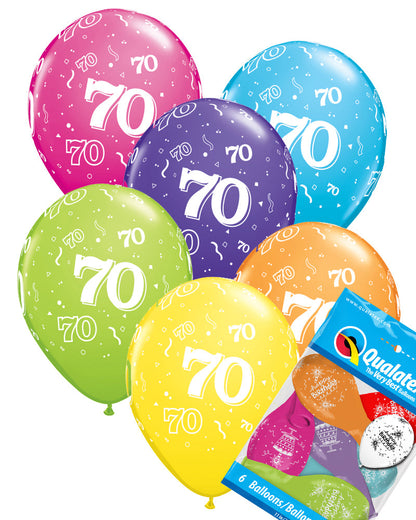 70th Birthday Balloons Pk6 - PartyFeverLtd