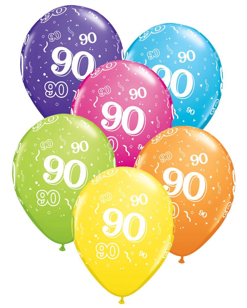 90th Birthday Balloons Pk6 - PartyFeverLtd