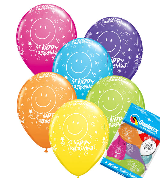 Retirement Latex Balloons pk6 - PartyFeverLtd