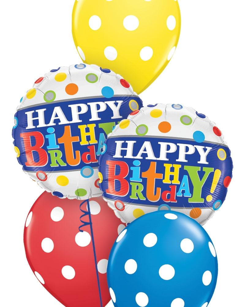 Bold Dots Birthday Balloon Bouquet - PartyFeverLtd