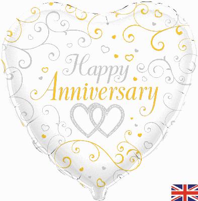 Silver & Gold Swirls Anniversary Balloon
