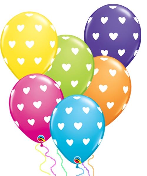 6 Big Heart Print Balloons - PartyFeverLtd