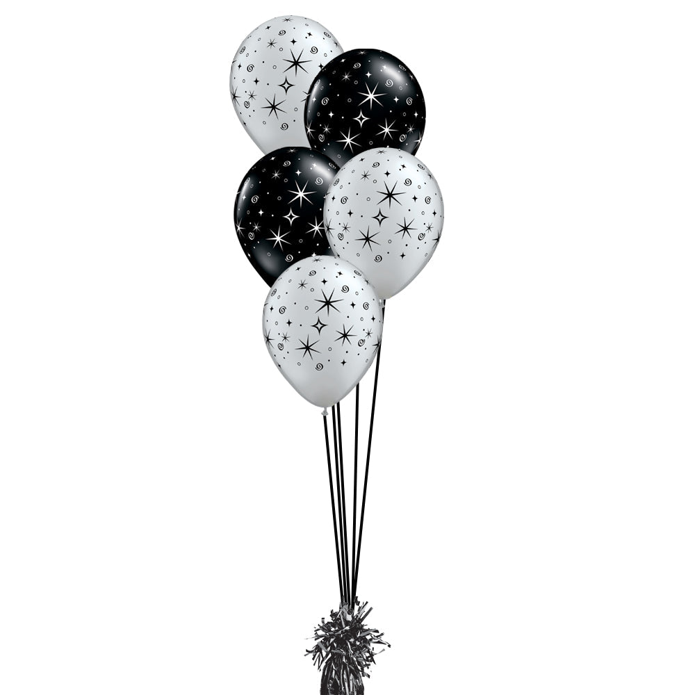 Silver & Black Stars Latex Bouquet