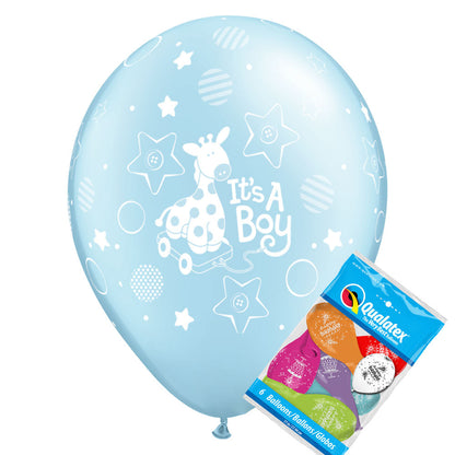 Blue Happy Christening Balloons Pk6 - PartyFeverLtd