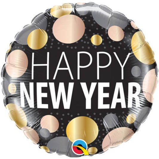 Happy New Year Metallic Dots Balloon