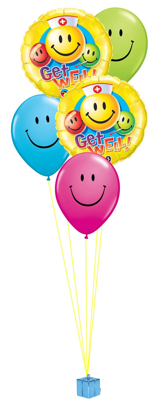 Get Well Smiles Balloon Bouquet - PartyFeverLtd